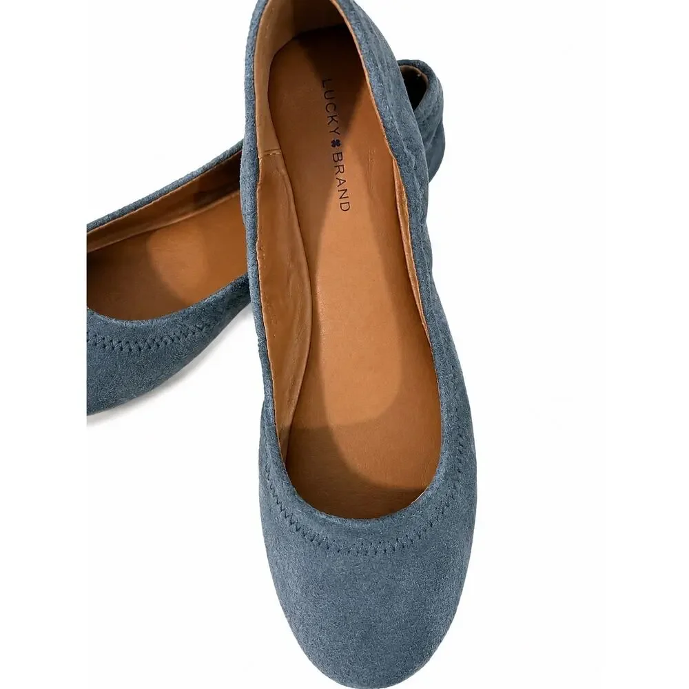 Lucky‎ Brand Emmie Ballet Flats Womens 9.5 Gray Faux Suede Balletcore Boho